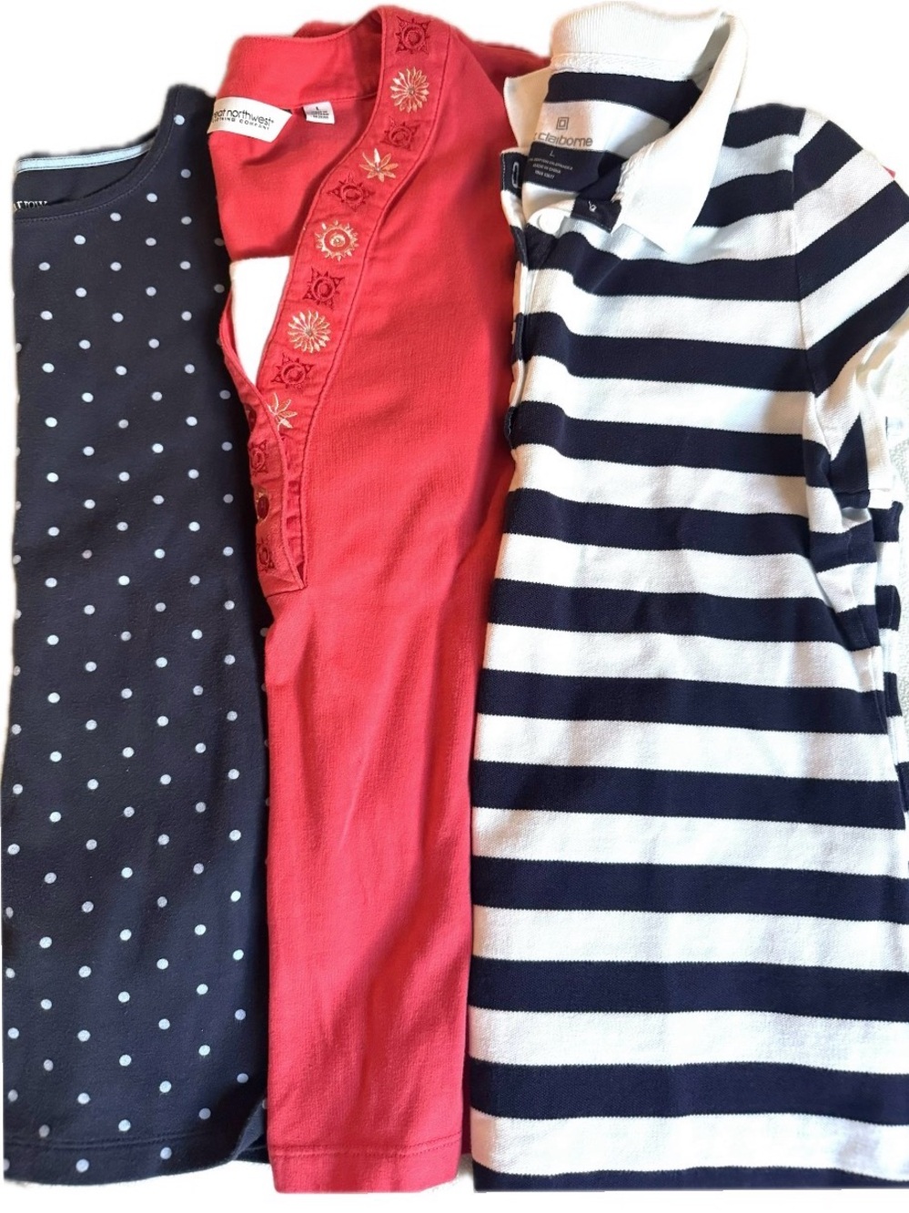3 Womens Casual Tops Short Sleeved Liz Claiborne Croft&Barrow Great NW sz L